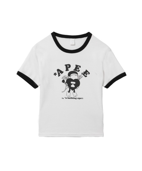 APEE BY A BATHING APE(エイピーバイアベイシングエイプ)の「PRINT CROP RINGER TEE(Tシャツ/カットソー・レディース・ネイビー/アイボリー/グレー・X-SMALL/SMALL)」の2枚目の写真