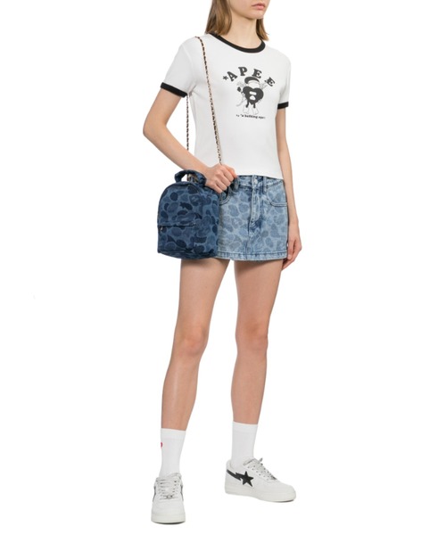 APEE BY A BATHING APE(エイピーバイアベイシングエイプ)の「PRINT CROP RINGER TEE(Tシャツ/カットソー・レディース・ネイビー/アイボリー/グレー・X-SMALL/SMALL)」の7枚目の写真