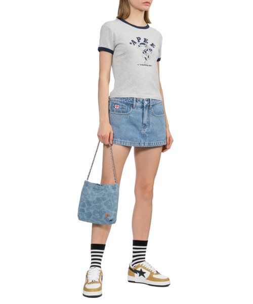 APEE BY A BATHING APE(エイピーバイアベイシングエイプ)の「PRINT CROP RINGER TEE(Tシャツ/カットソー・レディース・ネイビー/アイボリー/グレー・X-SMALL/SMALL)」の8枚目の写真