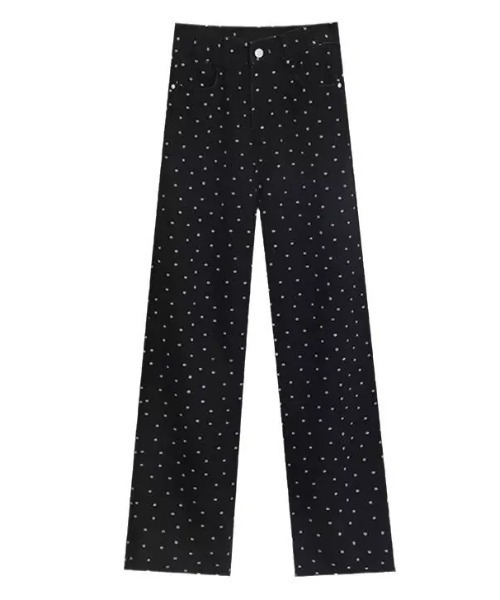 SHEPP(シープ)の「小花柄ドット刺繍ブラックワイドデニムパンツ(デニムパンツ・レディース・ブラック・M/S)」の8枚目の写真
