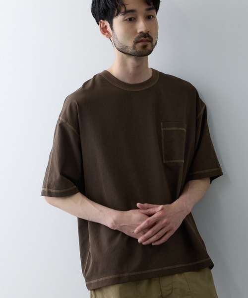 URBAN COLLECTION(アーバンコレクション)の「URBAN COLECTION メッシュ配色オーバーサイズクルーTシャツ(Tシャツ/カットソー・メンズ・グレー/ブラック/ブラウン・S/M/L/XL)」の3枚目の写真
