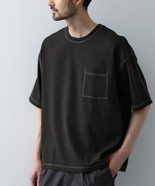 URBAN COLLECTION(アーバンコレクション)の「URBAN COLECTION メッシュ配色オーバーサイズクルーTシャツ(Tシャツ/カットソー・メンズ・グレー/ブラック/ブラウン・S/M/L/XL)」の2枚目の写真