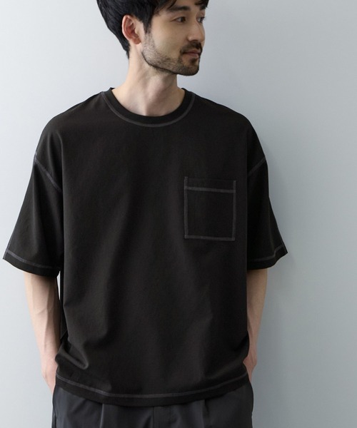 URBAN COLLECTION(アーバンコレクション)の「URBAN COLECTION メッシュ配色オーバーサイズクルーTシャツ(Tシャツ/カットソー・メンズ・グレー/ブラック/ブラウン・S/M/L/XL)」の4枚目の写真