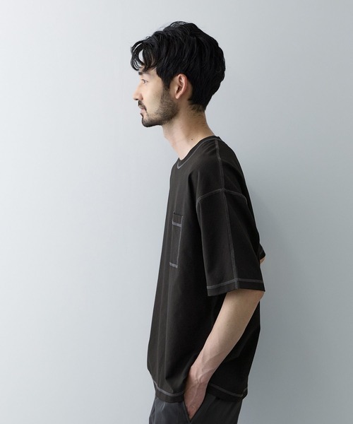 URBAN COLLECTION(アーバンコレクション)の「URBAN COLECTION メッシュ配色オーバーサイズクルーTシャツ(Tシャツ/カットソー・メンズ・グレー/ブラック/ブラウン・S/M/L/XL)」の5枚目の写真