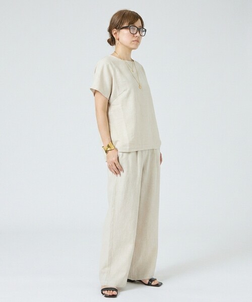 DESIGNWORKS（デザインワークス）の「【一部店舗限定】【セットアップ対応】リネン調後ろボタンブラウス（シャツ/ブラウス・レディース・ブラック/ライトグレー・フリー）」の10枚目の写真