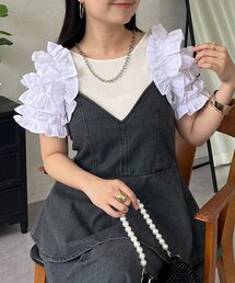 ボリュームフリルスリーブニット