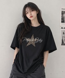【EIZZ/アイズ】レオパード星型ロゴ ビッグTシャツ / オーバーサイズ 半袖カットソー