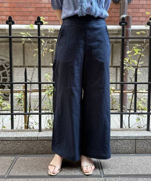 le.coeur blanc(ルクールブラン)の「麻ワイドクロップドパンツ(その他パンツ・レディース・ブラウン/レッド/ネイビー/ベージュ・36/38)」の3枚目の写真
