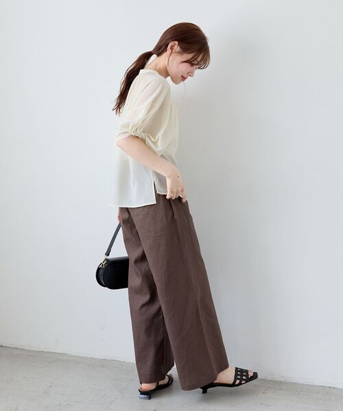le.coeur blanc(ルクールブラン)の「【清涼感抜群】麻ワイドクロップドパンツ(その他パンツ・レディース・ブラウン/レッド/ネイビー/ベージュ・36/38)」の10枚目の写真