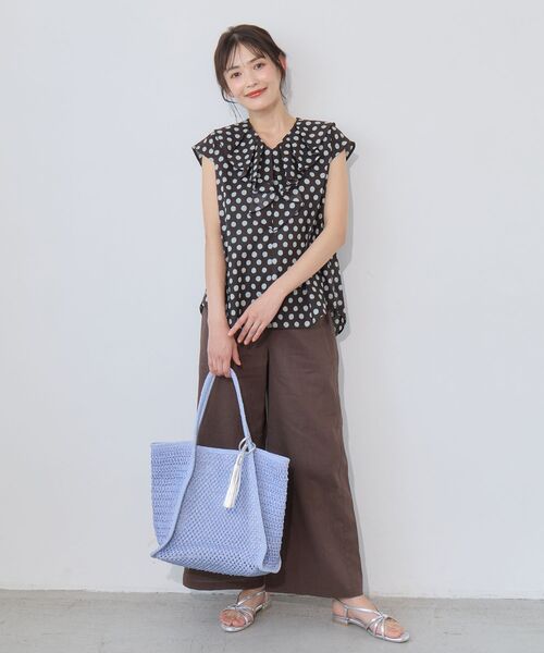 le.coeur blanc(ルクールブラン)の「【清涼感抜群】麻ワイドクロップドパンツ(その他パンツ・レディース・ブラウン/レッド/ネイビー/ベージュ・36/38)」の12枚目の写真