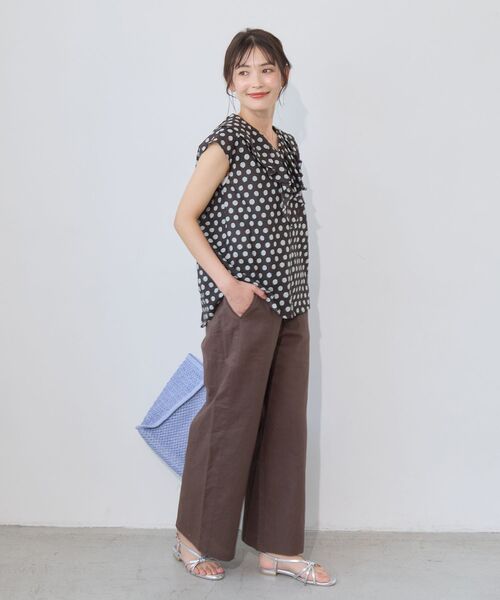 le.coeur blanc(ルクールブラン)の「【清涼感抜群】麻ワイドクロップドパンツ(その他パンツ・レディース・ブラウン/レッド/ネイビー/ベージュ・36/38)」の14枚目の写真