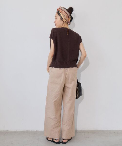 le.coeur blanc(ルクールブラン)の「麻ワイドクロップドパンツ(その他パンツ・レディース・ブラウン/レッド/ネイビー/ベージュ・36/38)」の10枚目の写真