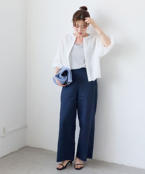 le.coeur blanc(ルクールブラン)の「麻ワイドクロップドパンツ(その他パンツ・レディース・ブラウン/レッド/ネイビー/ベージュ・36/38)」の17枚目の写真