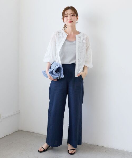le.coeur blanc(ルクールブラン)の「麻ワイドクロップドパンツ(その他パンツ・レディース・ブラウン/レッド/ネイビー/ベージュ・36/38)」の18枚目の写真