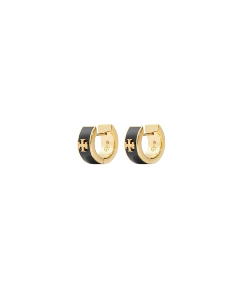 TORY BURCH（トリーバーチ）の「アイコン エナメル ハギー ピアス（ピアス（両耳用）・レディース・アイボリー/ブラック×ゴールド・ONE SIZE）」の2枚目の写真