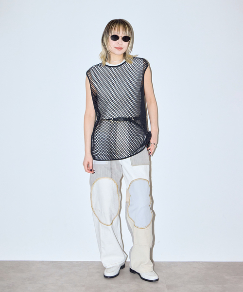 CITYSHOP(シティーショップ)の「COTTON MESH TANK TOP:カットソー(Tシャツ/カットソー・レディース・ブラック/ベージュ・FREE)」の16枚目の写真