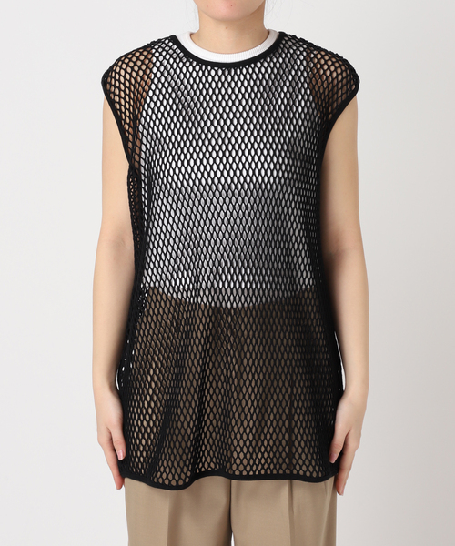 CITYSHOP(シティーショップ)の「COTTON MESH TANK TOP:カットソー(Tシャツ/カットソー・レディース・ブラック/ベージュ・FREE)」の17枚目の写真