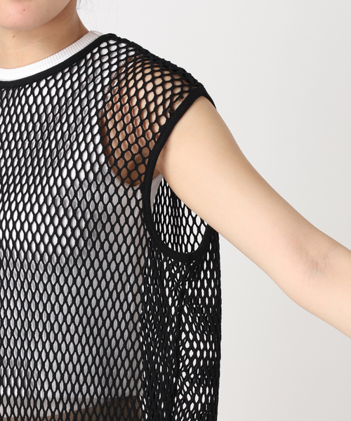 CITYSHOP(シティーショップ)の「COTTON MESH TANK TOP:カットソー(Tシャツ/カットソー・レディース・ブラック/ベージュ・FREE)」の21枚目の写真