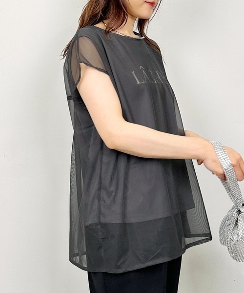 Lo-Fi(ローファイ)の「【WEB限定】チュールレイヤードロゴプルオーバー(Tシャツ/カットソー・レディース・チャコールグレー/ブルー/オフホワイト・M)」の15枚目の写真