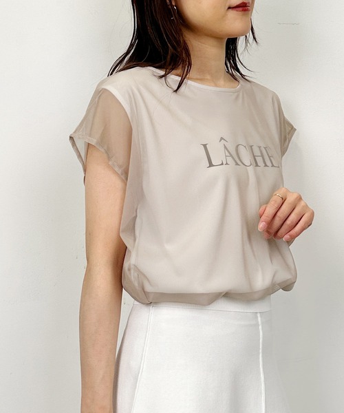Lo-Fi(ローファイ)の「【WEB限定】チュールレイヤードロゴプルオーバー(Tシャツ/カットソー・レディース・チャコールグレー/ブルー/オフホワイト・M)」の5枚目の写真
