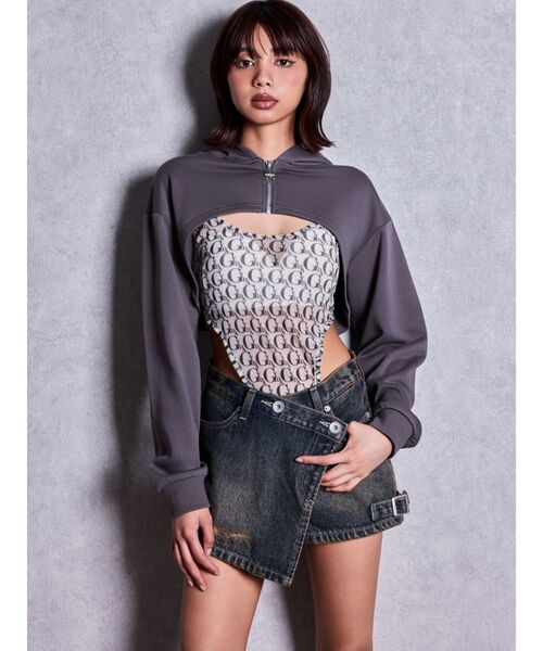 GYDA（ジェイダ）の「GYDA SHEER BODY SUIT（Tシャツ/カットソー・レディース・ブラック/オフホワイト・FREE）」の6枚目の写真