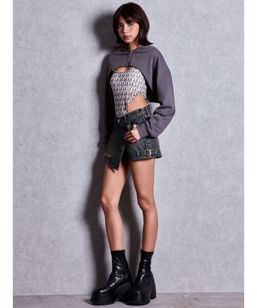 GYDA（ジェイダ）の「GYDA SHEER BODY SUIT（Tシャツ/カットソー・レディース・ブラック/オフホワイト・FREE）」の8枚目の写真