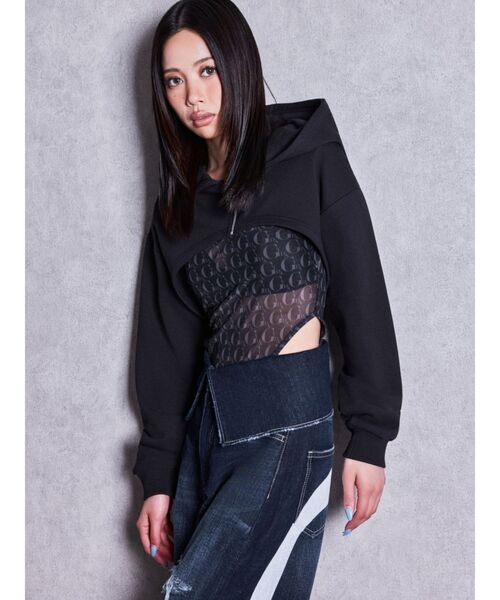 GYDA（ジェイダ）の「GYDA SHEER BODY SUIT（Tシャツ/カットソー・レディース・ブラック/オフホワイト・FREE）」の10枚目の写真