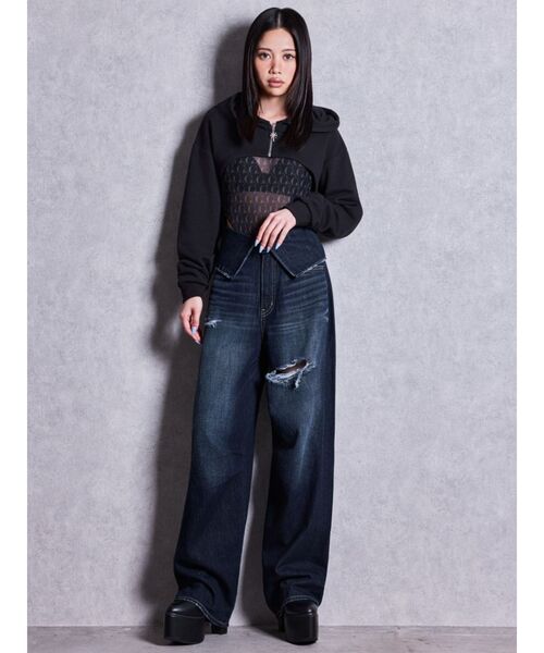 GYDA（ジェイダ）の「GYDA SHEER BODY SUIT（Tシャツ/カットソー・レディース・ブラック/オフホワイト・FREE）」の12枚目の写真