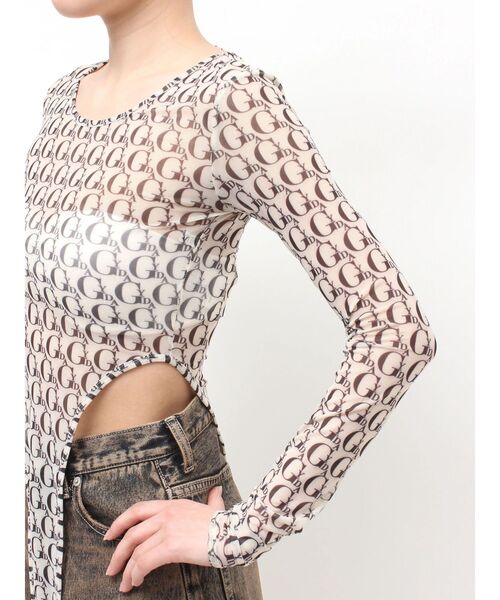 GYDA（ジェイダ）の「GYDA SHEER BODY SUIT（Tシャツ/カットソー・レディース・ブラック/オフホワイト・FREE）」の19枚目の写真