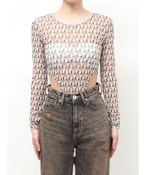 GYDA（ジェイダ）の「GYDA SHEER BODY SUIT（Tシャツ/カットソー・レディース・ブラック/オフホワイト・FREE）」の22枚目の写真