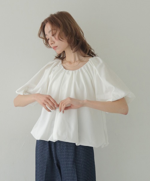 CLEIO(クレイオ)の「【CLEIO】2WAYバルーンドレープブラウス 2WAY BALLOON DRAPE BLOUSE(Tシャツ/カットソー・レディース・アイボリー/ライトブルー/ブラック・FREE)」の5枚目の写真