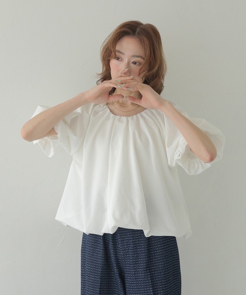CLEIO(クレイオ)の「【CLEIO】2WAYバルーンドレープブラウス 2WAY BALLOON DRAPE BLOUSE(Tシャツ/カットソー・レディース・アイボリー/ライトブルー/ブラック・FREE)」の6枚目の写真