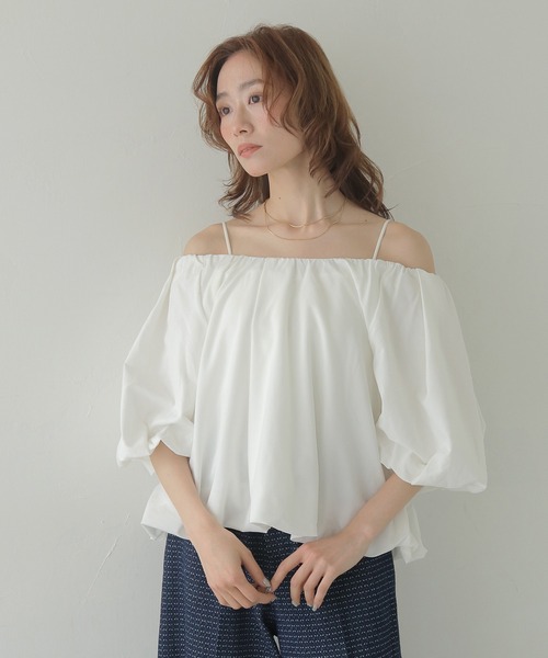 CLEIO(クレイオ)の「【CLEIO】2WAYバルーンドレープブラウス 2WAY BALLOON DRAPE BLOUSE(Tシャツ/カットソー・レディース・アイボリー/ライトブルー/ブラック・FREE)」の14枚目の写真