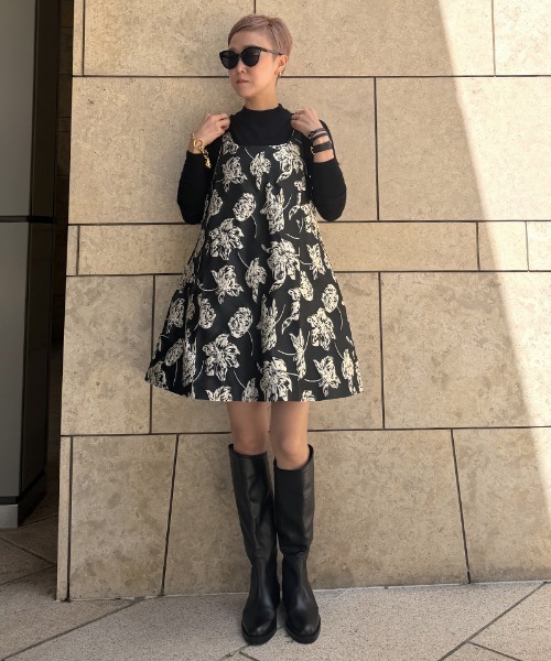 JENNE（ジェンヌ）の「ジャガード2WAYレイヤードドレス（ワンピース・レディース・グリーン/ブラック・MEDIUM/LARGE/SMALL）」の3枚目の写真