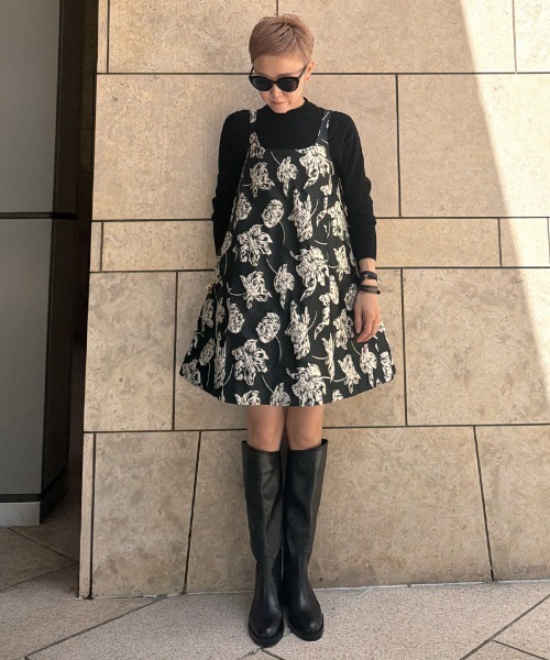 JENNE（ジェンヌ）の「ジャガード2WAYレイヤードドレス（ワンピース・レディース・グリーン/ブラック・MEDIUM/LARGE/SMALL）」の4枚目の写真