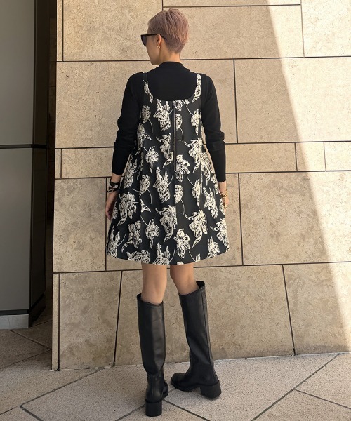 JENNE（ジェンヌ）の「ジャガード2WAYレイヤードドレス（ワンピース・レディース・グリーン/ブラック・MEDIUM/LARGE/SMALL）」の5枚目の写真