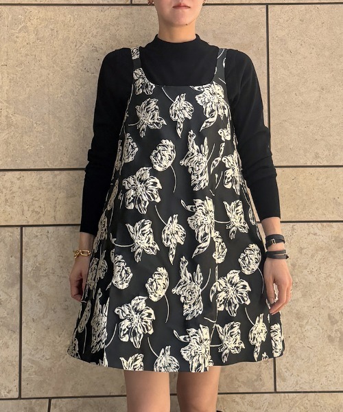 JENNE（ジェンヌ）の「ジャガード2WAYレイヤードドレス（ワンピース・レディース・グリーン/ブラック・MEDIUM/LARGE/SMALL）」の6枚目の写真