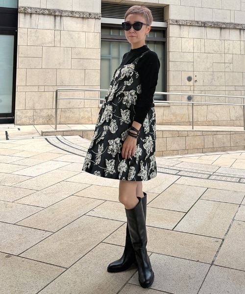 JENNE（ジェンヌ）の「ジャガード2WAYレイヤードドレス（ワンピース・レディース・グリーン/ブラック・MEDIUM/LARGE/SMALL）」の9枚目の写真
