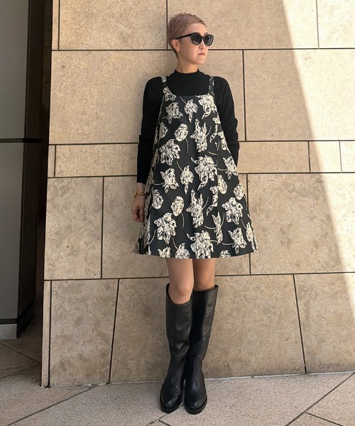 JENNE（ジェンヌ）の「ジャガード2WAYレイヤードドレス（ワンピース・レディース・グリーン/ブラック・MEDIUM/LARGE/SMALL）」の12枚目の写真
