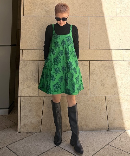 JENNE（ジェンヌ）の「ジャガード2WAYレイヤードドレス（ワンピース・レディース・グリーン/ブラック・MEDIUM/LARGE/SMALL）」の14枚目の写真