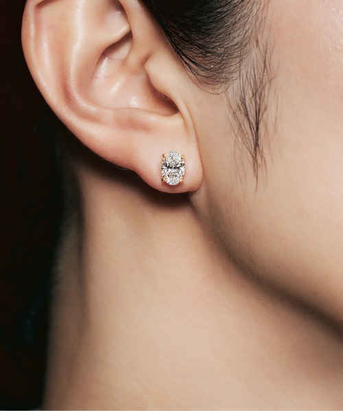 UNITED JEWELS（ユナイテッドジュエルズ）の「K18 ラボグロウンダイヤモンド ピアス（オーバル）（ピアス（両耳用）・レディース・イエローゴールド・FREE）」の3枚目の写真