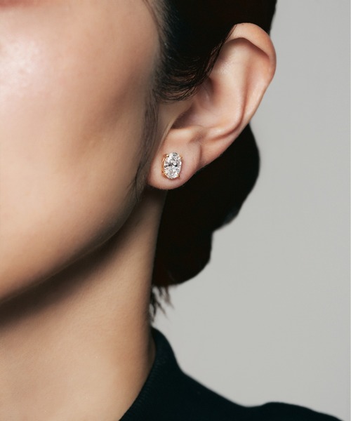 UNITED JEWELS（ユナイテッドジュエルズ）の「K18 ラボグロウンダイヤモンド ピアス（オーバル）（ピアス（両耳用）・レディース・イエローゴールド・FREE）」の4枚目の写真