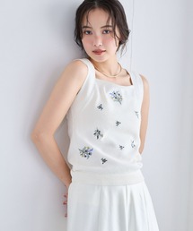 mysty woman | フラワー刺繍ニットタンクトップ 1061820(ニット/セーター)