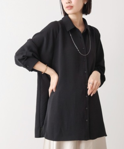 Bou Jeloud(ブージュルード)の「麻ライクAラインチュニック(シャツ/ブラウス・レディース・ブラック/ブルー/ホワイト系その他/イエロー・MEDIUM)」の2枚目の写真