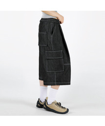 レディース ツーピンタックバミューダカーゴデニムパンツ 2COLOR