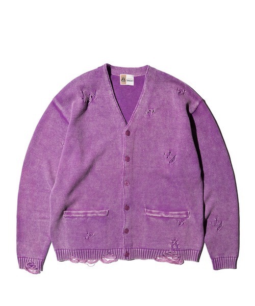 TOWNCRAFT（タウンクラフト）の「TOWNCRAFT / タウンクラフト COTTON DAMAGED CARDIGAN コットン ダメージ加工 カーディガン（カーディガン/ボレロ・メンズ・レッド/パープル/ブラック/ブルー・MEDIUM/LARGE）」の3枚目の写真
