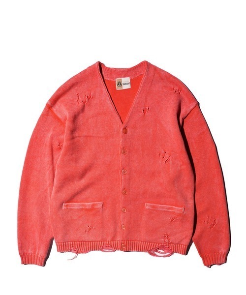 TOWNCRAFT（タウンクラフト）の「TOWNCRAFT / タウンクラフト COTTON DAMAGED CARDIGAN コットン ダメージ加工 カーディガン（カーディガン/ボレロ・メンズ・レッド/パープル/ブラック/ブルー・MEDIUM/LARGE）」の4枚目の写真