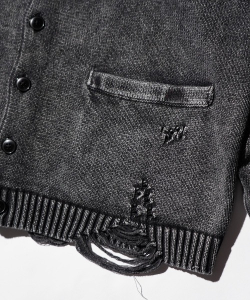TOWNCRAFT（タウンクラフト）の「TOWNCRAFT / タウンクラフト COTTON DAMAGED CARDIGAN コットン ダメージ加工 カーディガン（カーディガン/ボレロ・メンズ・レッド/パープル/ブラック/ブルー・MEDIUM/LARGE）」の9枚目の写真