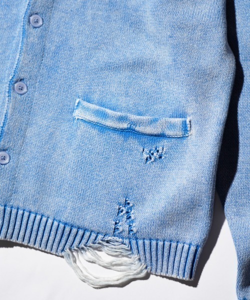 TOWNCRAFT（タウンクラフト）の「TOWNCRAFT / タウンクラフト COTTON DAMAGED CARDIGAN コットン ダメージ加工 カーディガン（カーディガン/ボレロ・メンズ・レッド/パープル/ブラック/ブルー・MEDIUM/LARGE）」の17枚目の写真