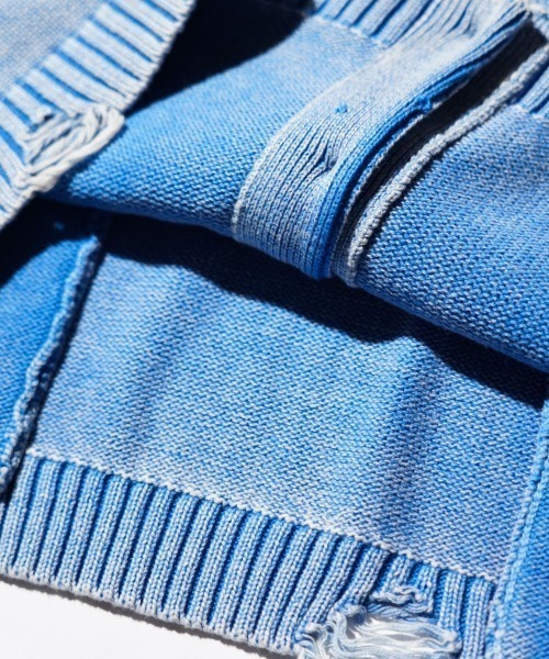 TOWNCRAFT（タウンクラフト）の「TOWNCRAFT / タウンクラフト COTTON DAMAGED CARDIGAN コットン ダメージ加工 カーディガン（カーディガン/ボレロ・メンズ・レッド/パープル/ブラック/ブルー・MEDIUM/LARGE）」の19枚目の写真